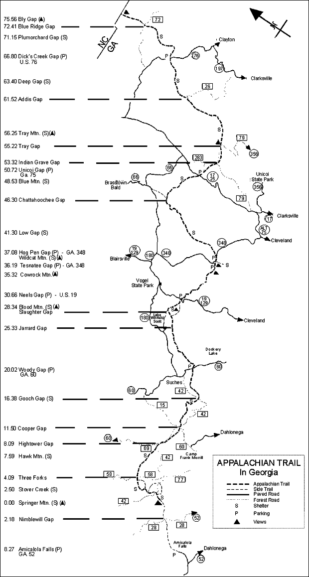 Georgia's Appalachian Trail Map