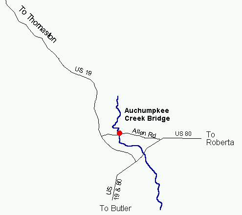 Auchumpkee Creek Covered Bridge Map