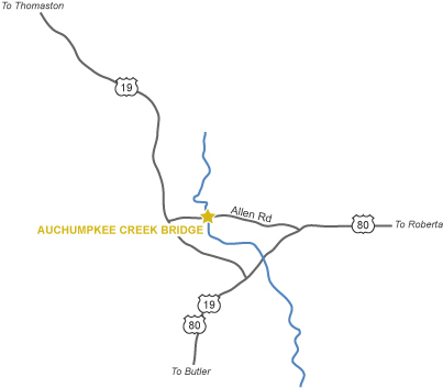 Auchumpkee Creek Covered Bridge Map