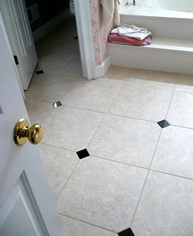 Bathroom tile floor with dots