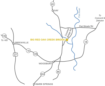 Big Red Oak Creek  Covered Bridge Map