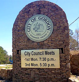 City of Gordon stone sign