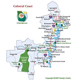 Georgia Coast and Islands Travel Region Map