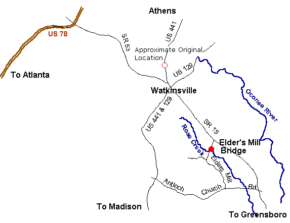 Elder's Mill Covered Bridge Map