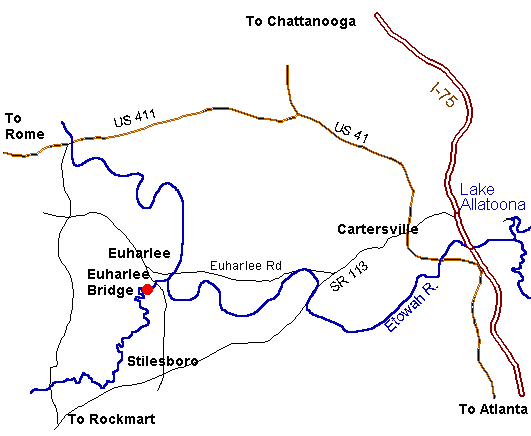 Euharlee Creekl Covered Bridge Map