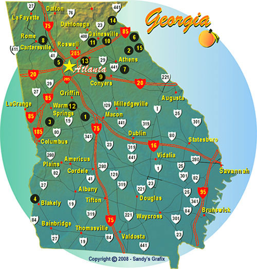 GA Covered Bridges Map