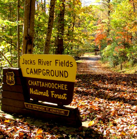 Jacks River Fields Campground Sign