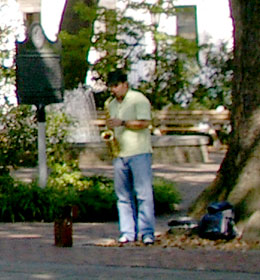 Saxaphone player at Johnson Square