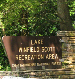 Lake Winfield Scott Campground sign