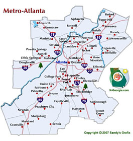 Metro Atlanta Georgia Travel Region Map
