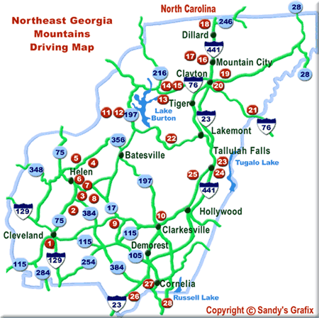 NE Georgia Mountains Driving Tour Map