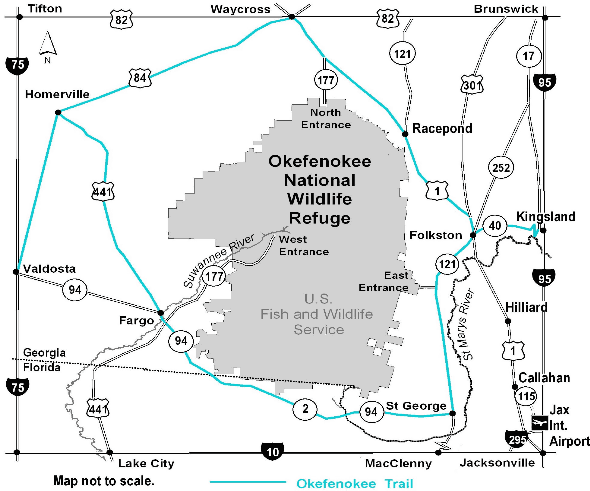 East Entrance Map to Okefenokee NWR