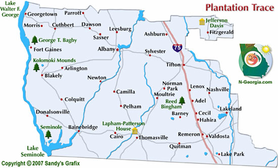 Georgia Plantation Trace Travel Region Map