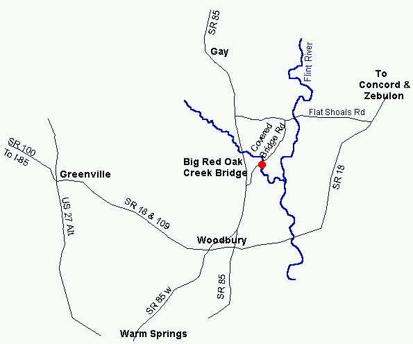 Big Red Oak Creek Covered Bridge Map
