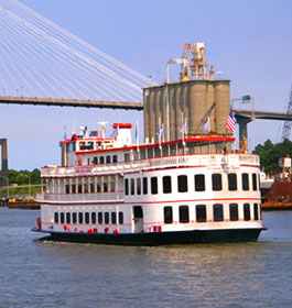 Savannah Georgia Riverboat at bridge