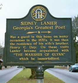 Sidney Lanier Marker in Brunswick GA