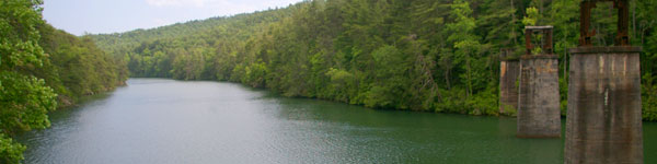 Tallulah Falls Lake and historic bridge