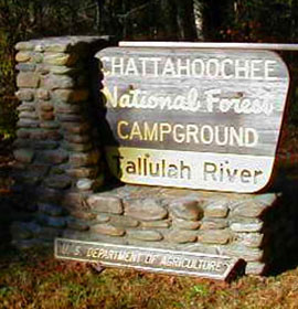 Tallulah River Campground Entrance Sign