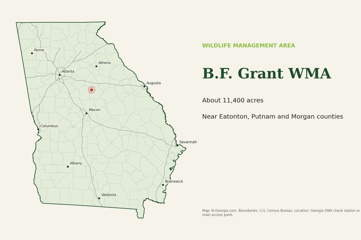 Locator map showing B.F. Grant WMA in Georgia