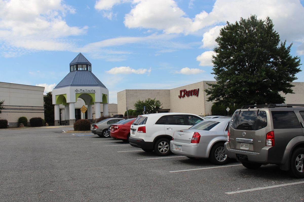 JCPenney entrance and landmark tower at Houston County Galleria in Centerville, Georgia