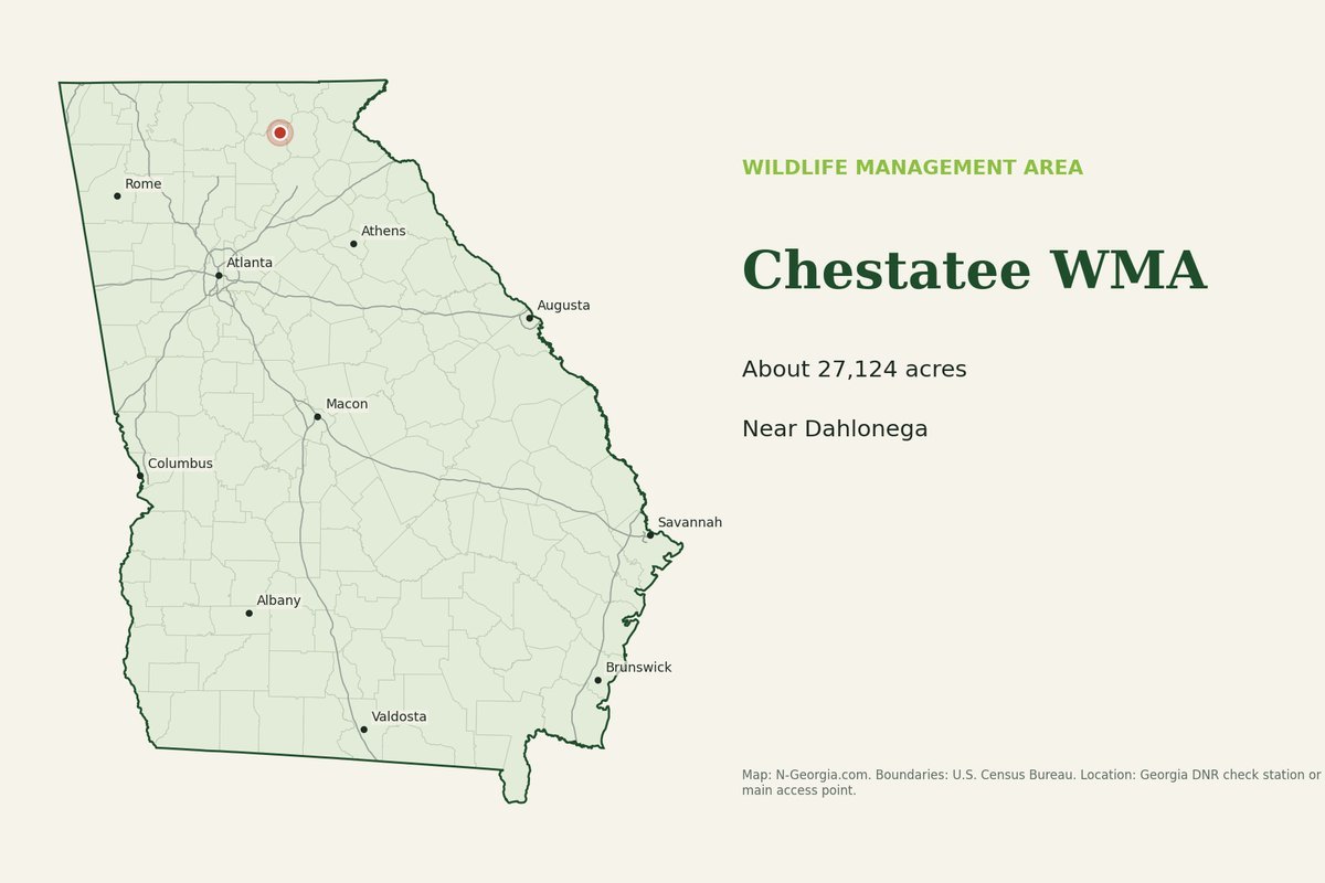 Locator map showing Chestatee WMA in Georgia
