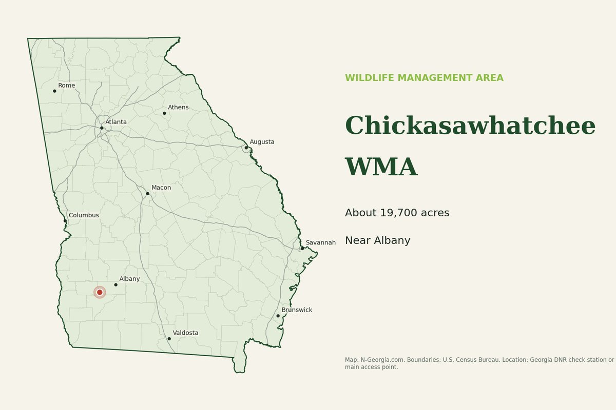 Locator map showing Chickasawhatchee WMA in Georgia