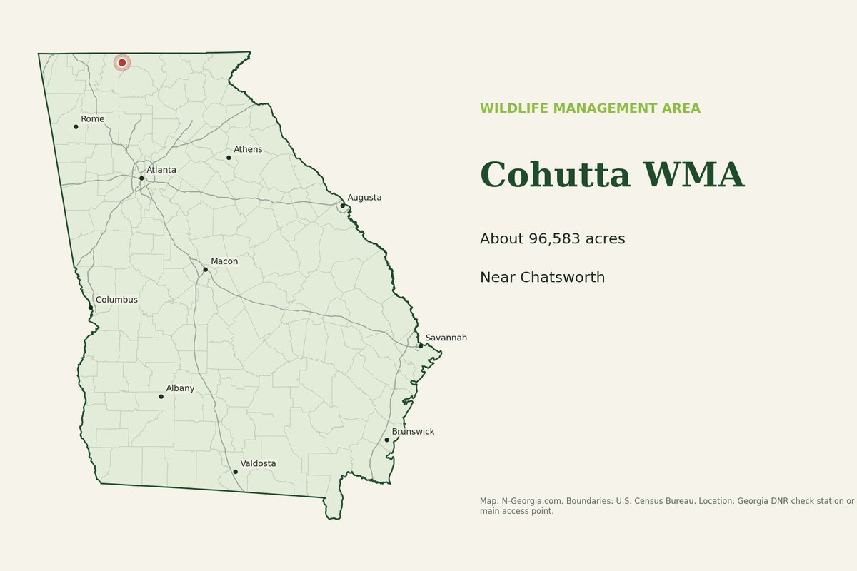 Locator map showing Cohutta WMA in Georgia