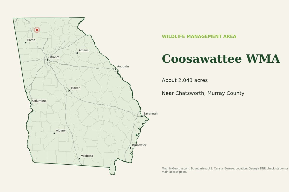 Locator map showing Coosawattee WMA in Georgia