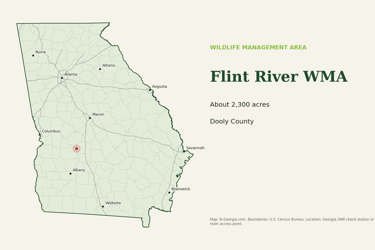 Locator map showing Flint River WMA in Georgia