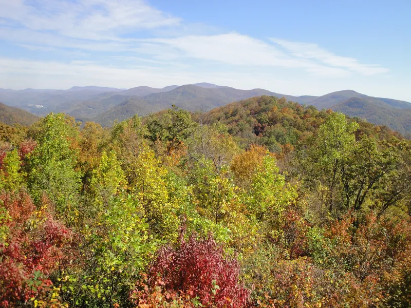 Fall color across the Blue Ridge from an overlook at Black Rock Mountain State Park