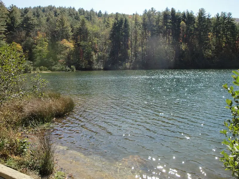 Black Rock Lake ringed by forest at Black Rock Mountain State Park