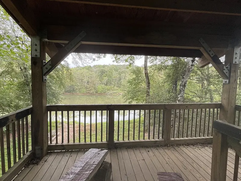 Benches inside the observation tower at Chattahoochee Bend State Park