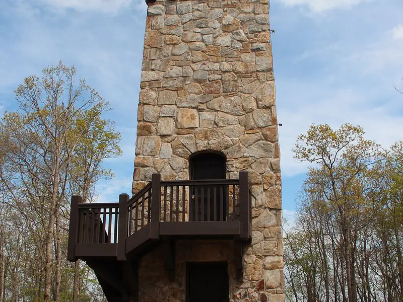 Stone fire tower on the summit of Fort Mountain