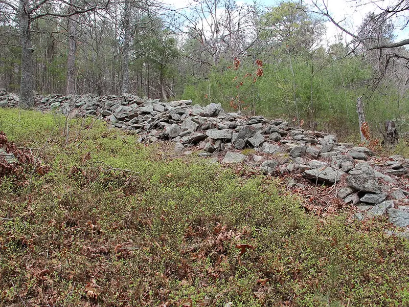 Ancient stone wall on the summit of Fort Mountain
