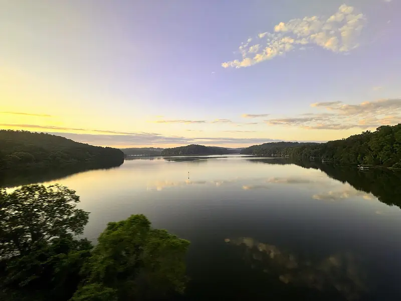 Calm evening water on the Lake Hartwell reservoir