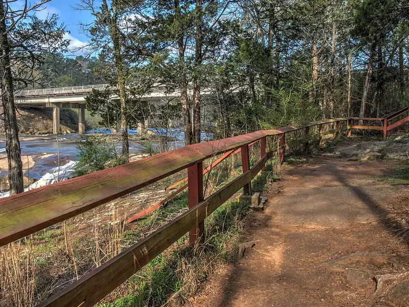 Fenced trail along the river at High Falls State Park