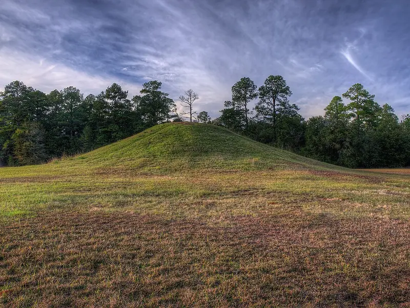 Grassy earthen mound at Kolomoki Mounds State Park