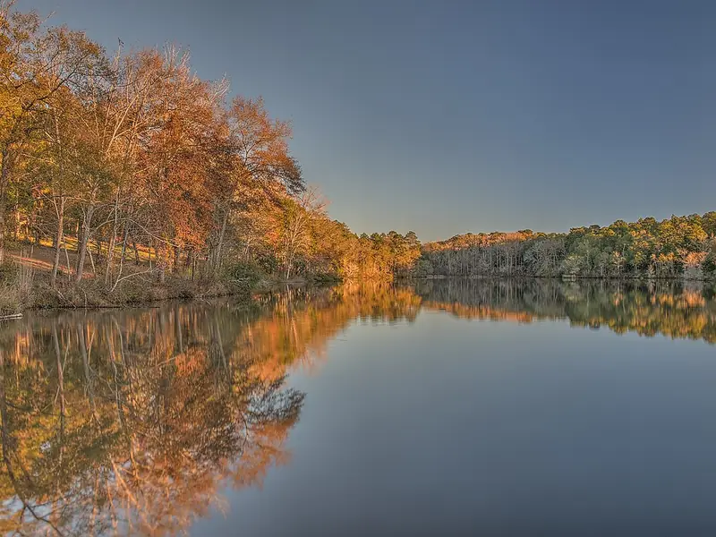 Fall color reflected in Lake Kolomoki