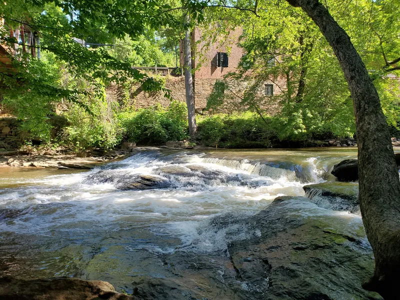 Brick ruins of the Roswell mill above the rapids of Vickery Creek