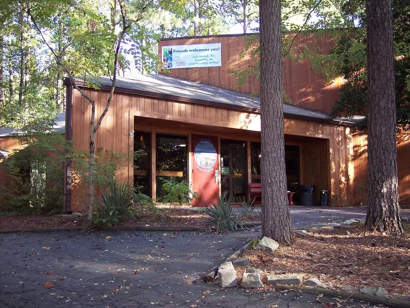 Nature center building among pines at Panola Mountain State Park