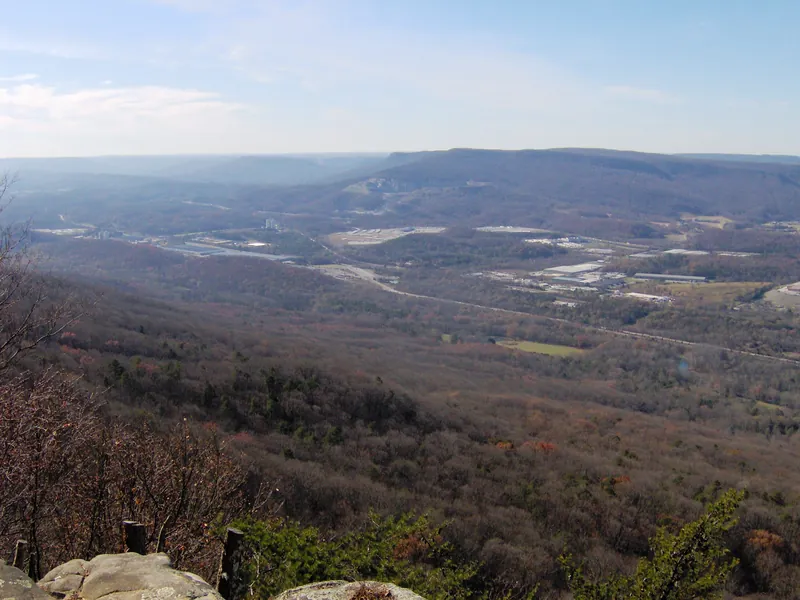 Lookout Valley and the ridges of Georgia and Tennessee seen from the side of Lookout Mountain
