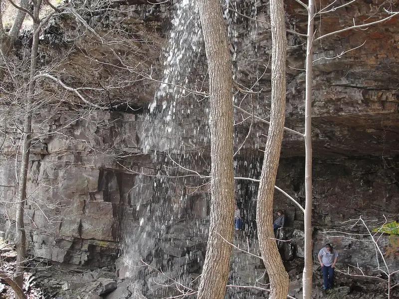 Keown Falls spilling over a rock ledge in the Chattahoochee National Forest