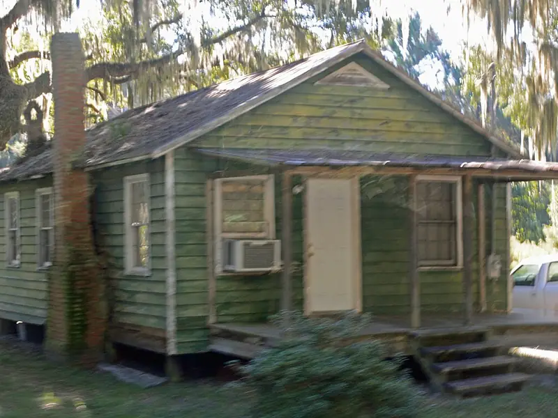 Weathered wooden house in the Hog Hammock community on Sapelo Island