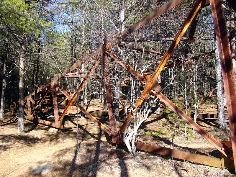 Rusted steel tower used by Karl Wallenda for his 1970 tightrope walk across Tallulah Gorge