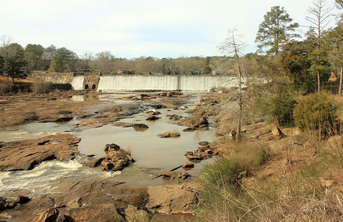 The main waterfall dam on the Towaliga River at High Falls State Park