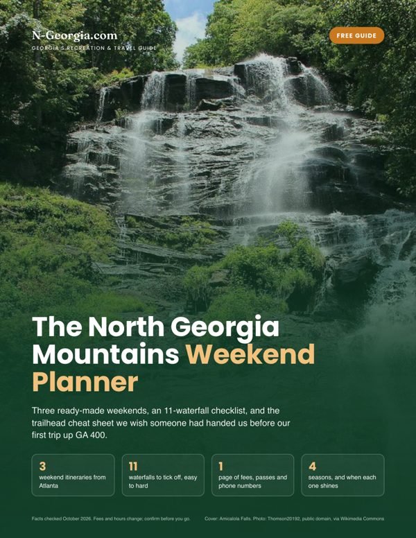 Cover of the North Georgia Mountains Weekend Planner, showing Amicalola Falls