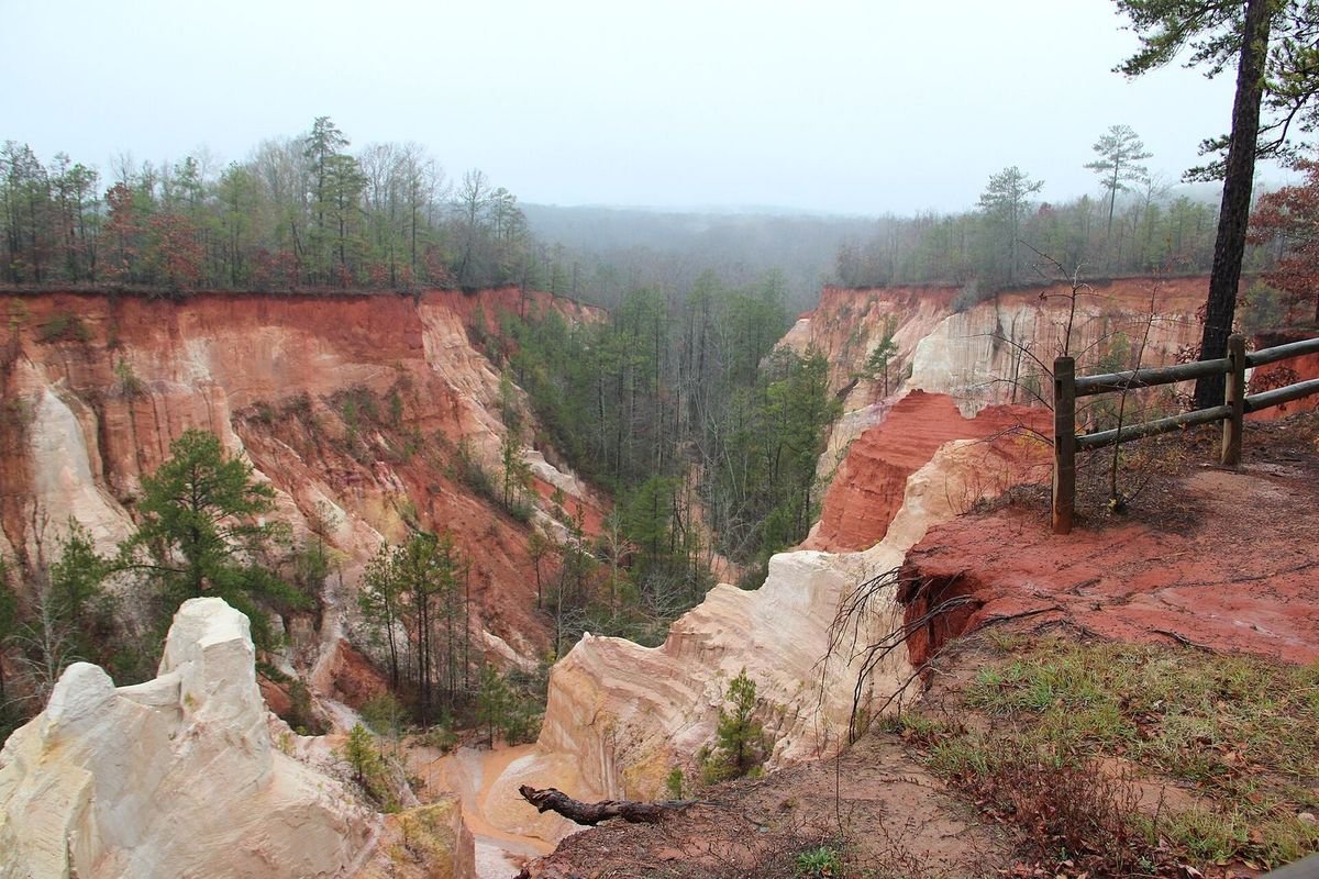 Colorful striped canyon walls at Providence Canyon State Park, Georgia's Little Grand Canyon