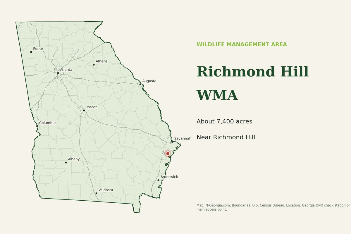 Locator map showing Richmond Hill WMA in Georgia