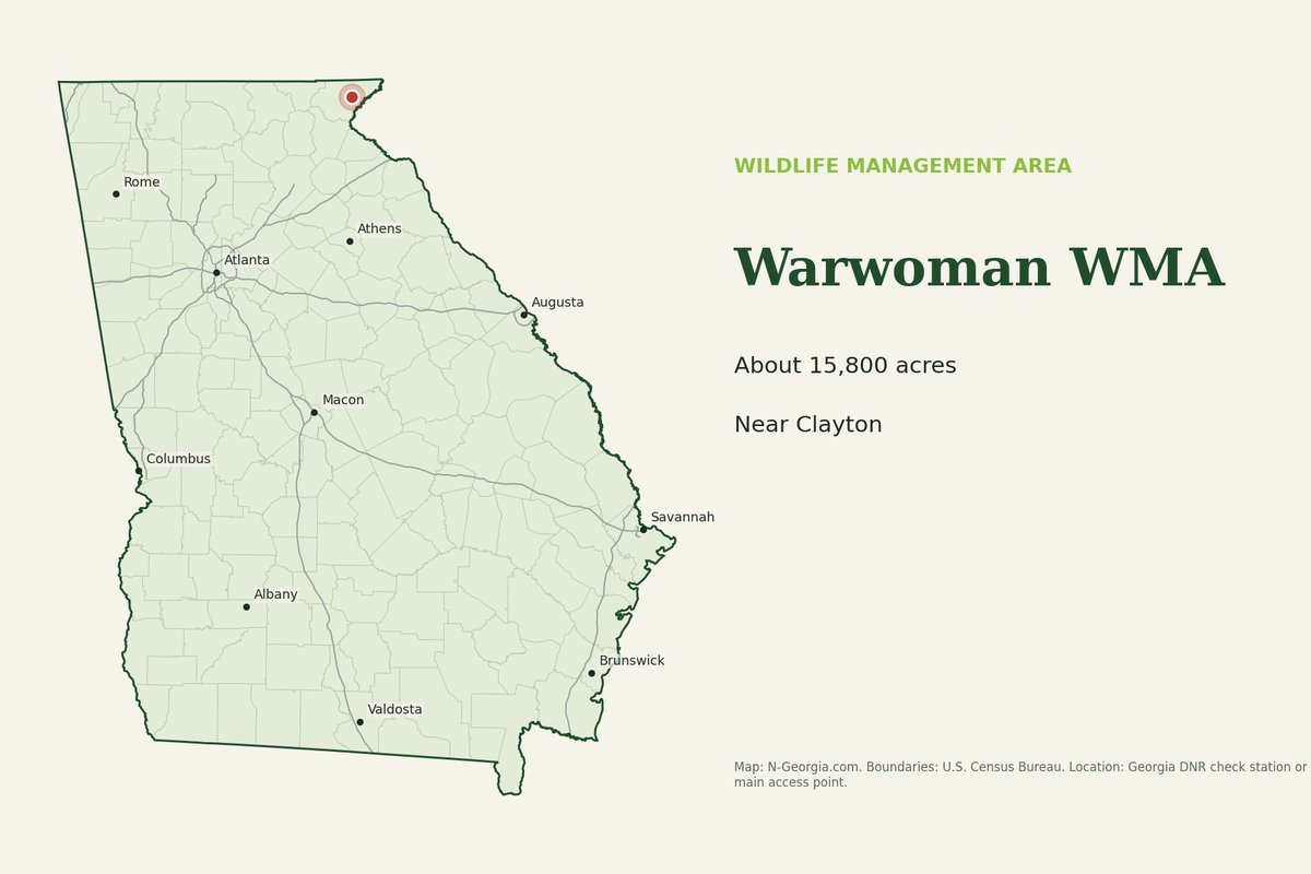 Locator map showing Warwoman WMA in Georgia