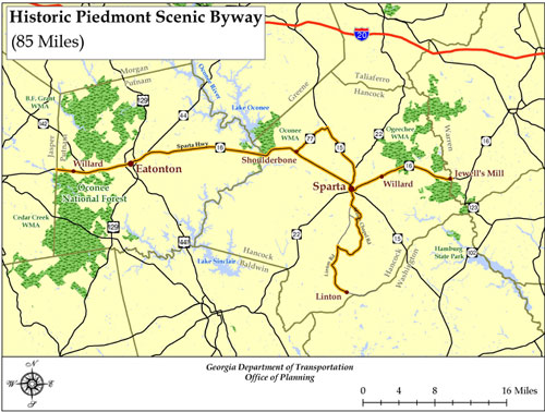 Historic Piedmont Scenic Byway Driving Tour Map